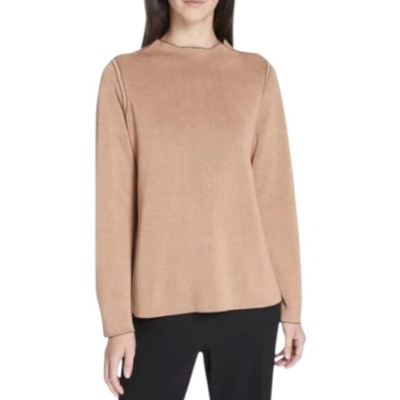 Eileen Fisher black and tan reversible funnel neck sweater size M - Picture 2 of 6